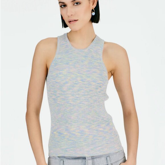 Tibi Tops - Tibi printed combed cotton ribbed tank
